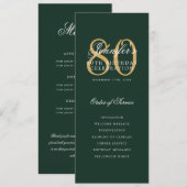Élégant 80e Programme Gold Green Menu+Merci (Devant / Derrière)
