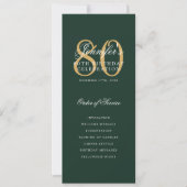 Élégant 80e Programme Gold Green Menu+Merci (Devant)