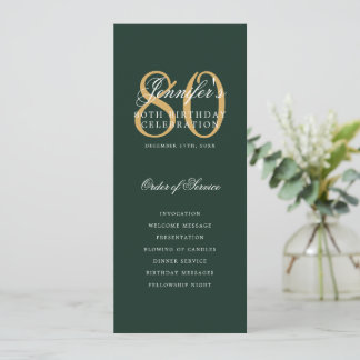 Élégant 80e Programme Gold Green Menu+Merci
