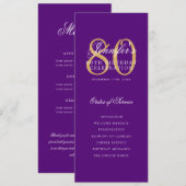 Élégant 80e Programme Gold Purple Menu+Merci (Devant / Derrière)