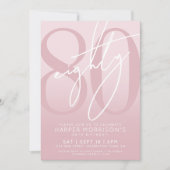 Elegant 80ste Roze Verjaardagsfeest Kaart (Voorkant)