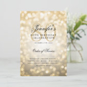 Elegant 80ste Verjaardag Programma Gold Bokeh w /  (Staand voorkant)