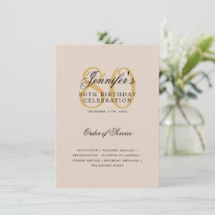 Elegant 80ste verjaardagsprogramma Gouden Menu Cha Kaart