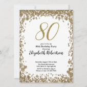 Elegant 80th Birthday Invitation For Her in Gold (Devant)