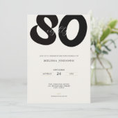 Elegant 80th Birthday Invitation - Minimal Style (Debout devant)