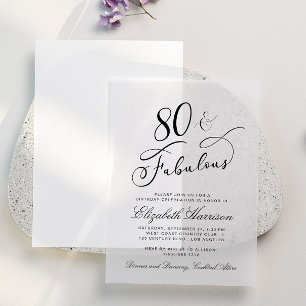Elegant 80th Birthday Party Vellum Uitnodigingen