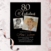 Elegant 80th Birthday Script Photo Folie Uitnodiging