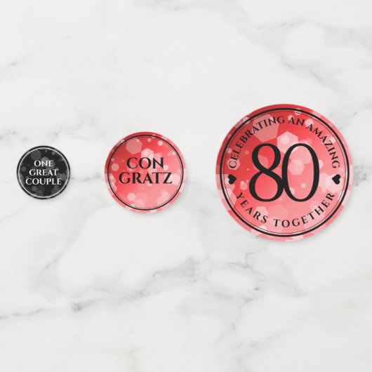 Elegant 80th Ruby Wedding Jubileum Celebration Confetti (Voorkanten)