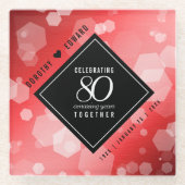 Elegant 80th Ruby Wedding Jubileum Celebration Glazen Onderzetter (Voorkant)