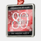 Elegant 80th Ruby Wedding Jubileum Celebration Metalen Ornament (Links)
