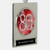 Elegant 80th Ruby Wedding Jubileum Celebration Verzilverd Banner Ornament (Rechts)
