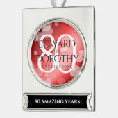 Elegant 80th Ruby Wedding Jubileum Celebration Verzilverd Banner Ornament (Links)