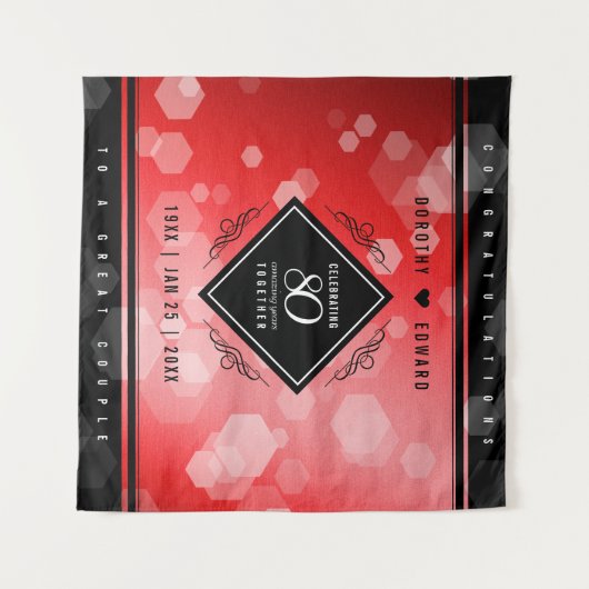 Elegant 80th Ruby Wedding Jubileum Celebration Wandkleed (Voorkant (horizontaal))