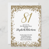 Elegant 81st Birthday Invitation For Her in Gold (Devant)