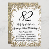 Elegant 82nd Birthday Invitation For Her in Gold (Devant / Derrière)