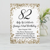 Elegant 82nd Birthday Invitation For Her in Gold (Debout devant)