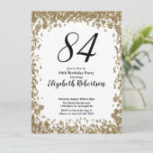Elegant 84th Birthday Invitation For Her in Gold (Debout devant)