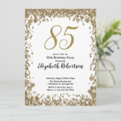 Elegant 85th Birthday Invitation For Her in Gold (Debout devant)