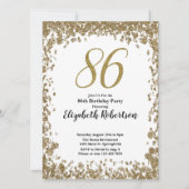 Elegant 86th Birthday Invitation For Her in Gold (Devant)