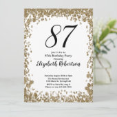 Elegant 87th Birthday Invitation For Her in Gold (Debout devant)