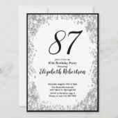 Elegant 87th Birthday Invitation For Her in Silver (Devant)