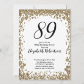 Elegant 89th Birthday Invitation For Her in Gold (Devant)