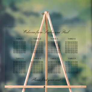 Élégant 8 Tableau de siège Symbole acrylique