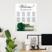 Elegant 8 tafel smaragd groen Roos zitschema Poster (Thuiskantoor)