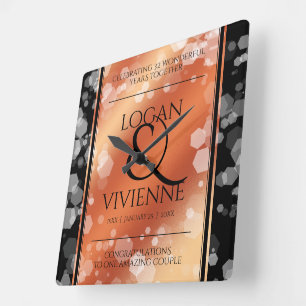 Elegant 8e Jubileum uit de Bronze Wedding Vierkante Klok