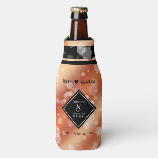 Elegant 8th Bronze Wedding Jubileum Celebration Flesjeskoeler (Fles Voorkant)