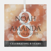 Elegant 8th Bronze Wedding Jubileum Celebration Glas Ornament (Voorkant)