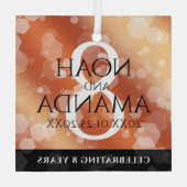 Elegant 8th Bronze Wedding Jubileum Celebration Glas Ornament (Achterkant)