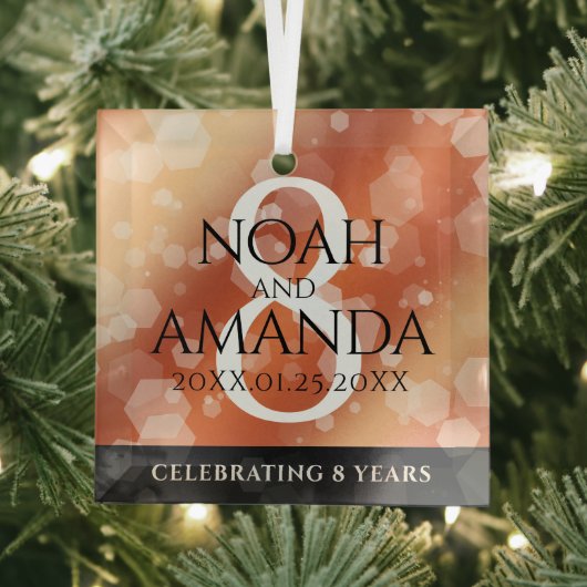 Elegant 8th Bronze Wedding Jubileum Celebration Glas Ornament (Insitu)