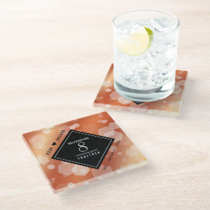 Elegant 8th Bronze Wedding Jubileum Celebration Glazen Onderzetter