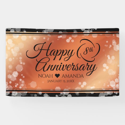 Elegant 8th Bronze Wedding Jubileum Spandoek (Horizontaal)