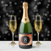 Elegant 8th Bronze Wedding Jubileum Sparkling Wijnetiket