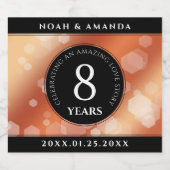 Elegant 8th Bronze Wedding Jubileum Sparkling Wijnetiket (Enkel label)