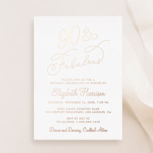 Elegant 90 en fantastisch 90ste verjaardagsfeest folie uitnodiging