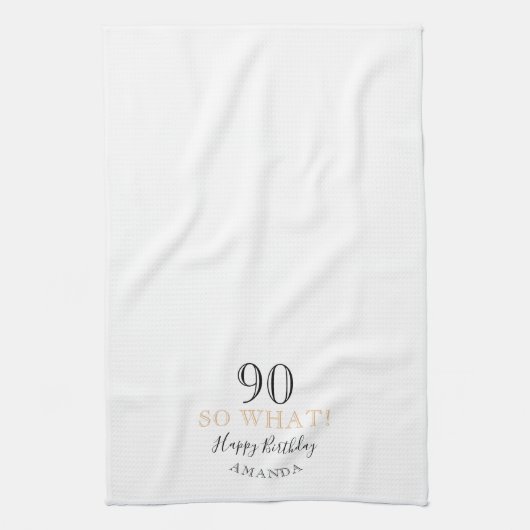 Elegant 90, wat grappig citeert 90th Birthday Theedoek (Verticaal)