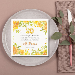 Elegant 90e verjaardagsfeest - Yellow Roses Decor Servet