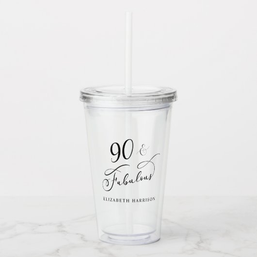 Elegant 90th Birthday Acryl Drinkbeker (Voorkant)