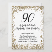 Elegant 90th Birthday Invitation Black and Gold  (Devant)