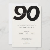 Elegant 90th Birthday Invitation - Minimal Style (Devant)