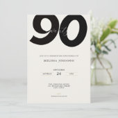 Elegant 90th Birthday Invitation - Minimal Style (Debout devant)