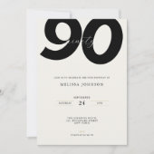Elegant 90th Birthday Invitation - Minimal Style Kaart (Voorkant)