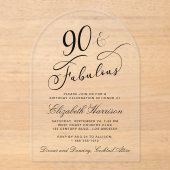 Elegant 90th Birthday Party Acryl Uitnodigingen (Voorkant)