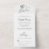 Elegant 90th Birthday Party All In One Uitnodiging (Binnen)