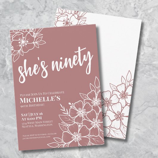 Elegant 90th Birthday Party Kaart