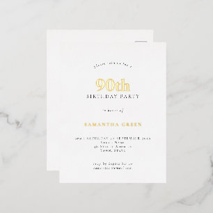 Elegant 90th Birthday Party Luxury Real Folie Uitnodiging Briefkaart