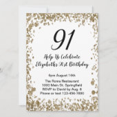 Elegant 91st Birthday Invitation Black and Gold (Devant)